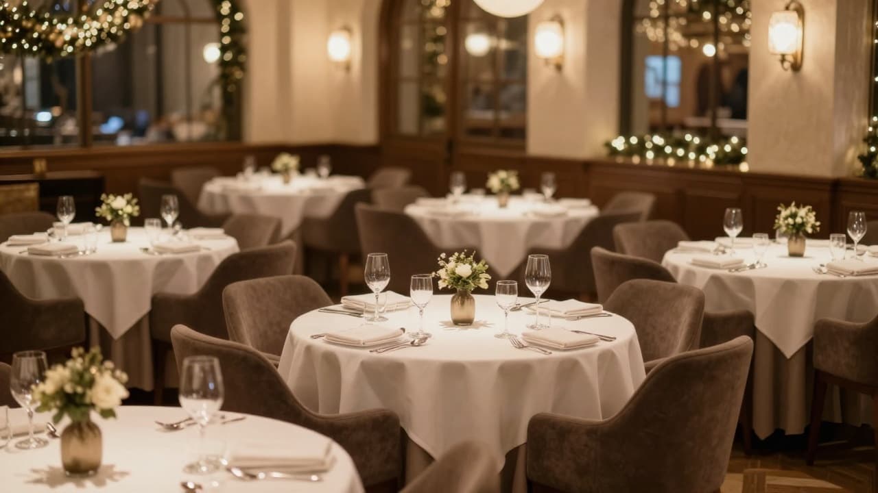 Festive table setting in the restaurant