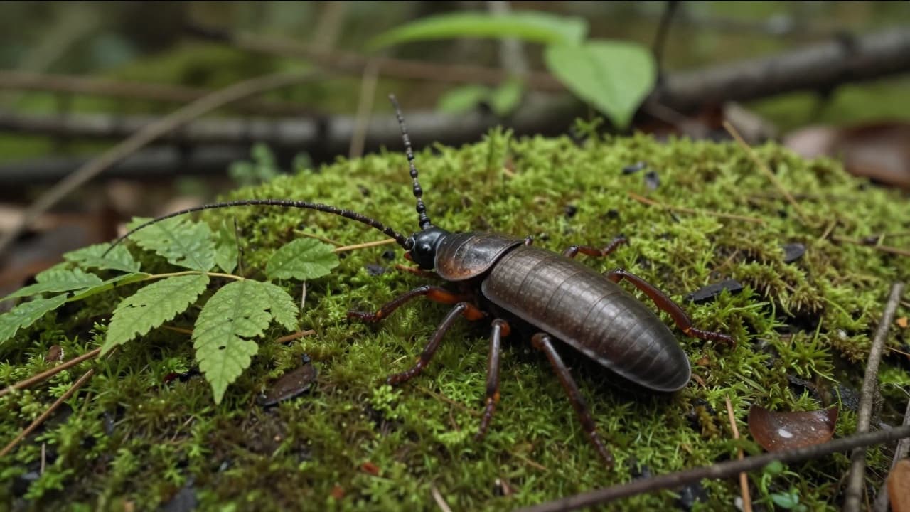 Giant weta on moss